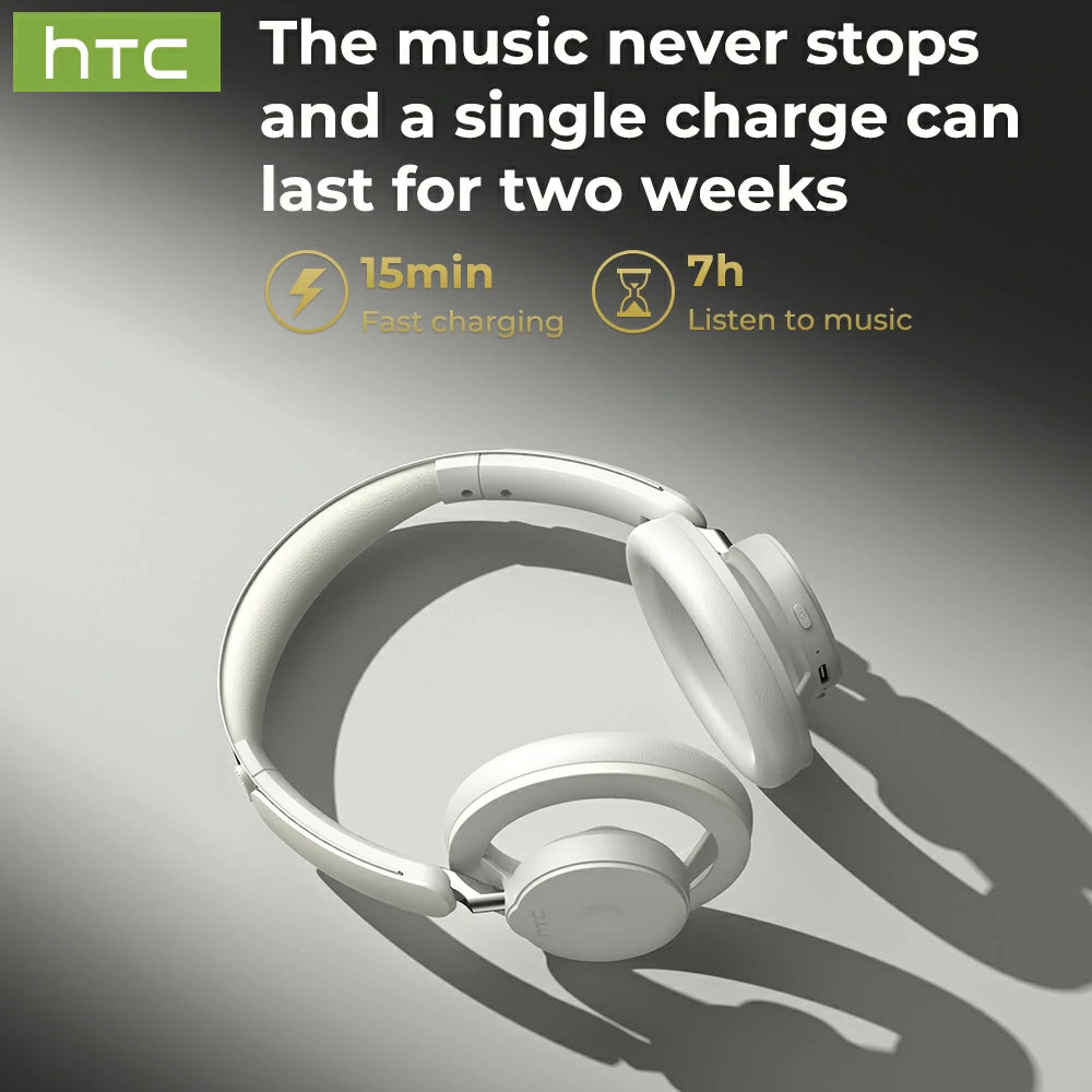Auriculares inalámbricos HTC HP06 de oído abierto con Bluetooth V6.0, plegables y aireados, con traducción de IA, para PC, portátil, teléfono, TV, ultraligeros y huecos.