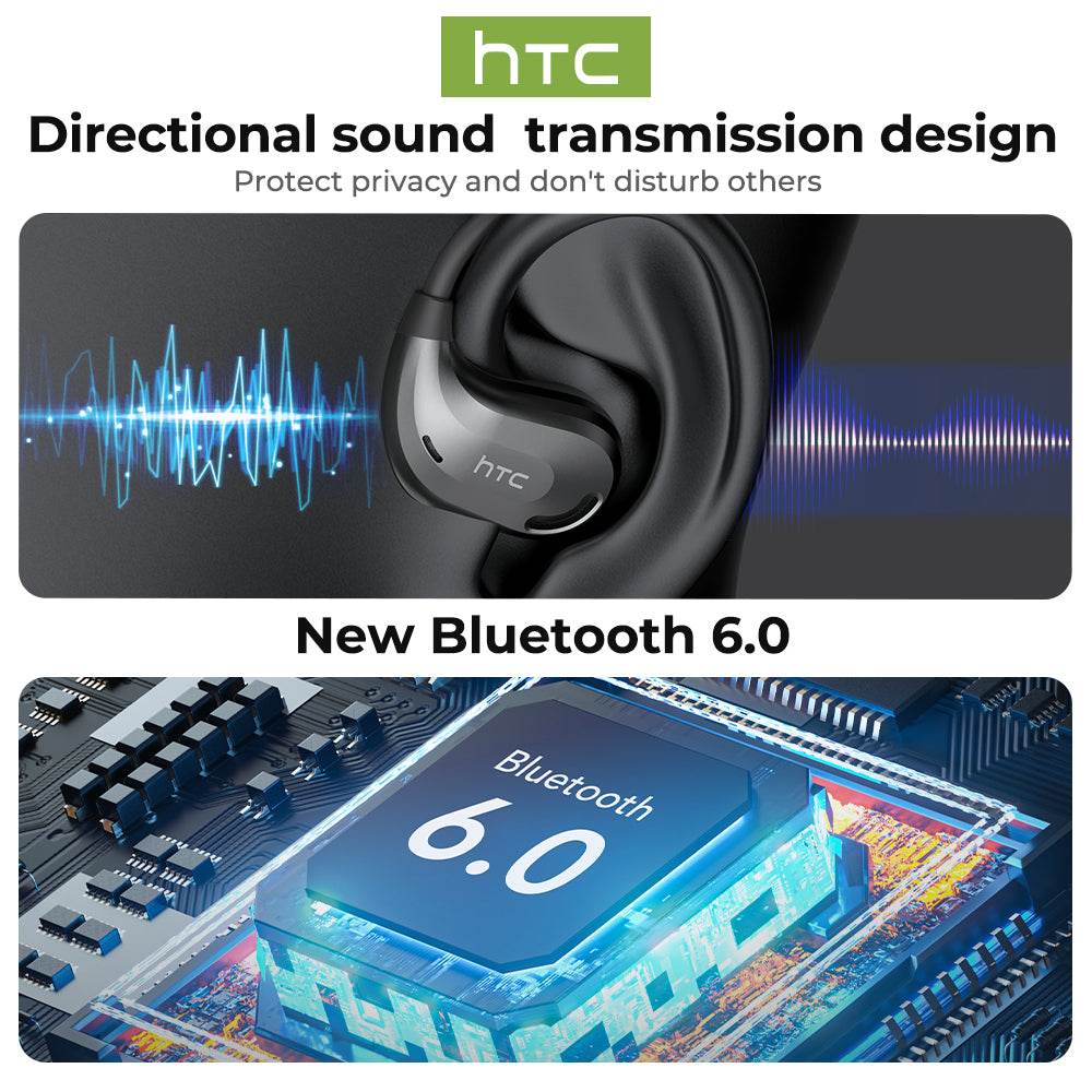 HTC NE18 AI Translator Earbuds Bluetooth V6.0 Earphones TWS Sports Wireless Headphones EarHook Lightweight Headsets Sleek Silver - HTCTOP