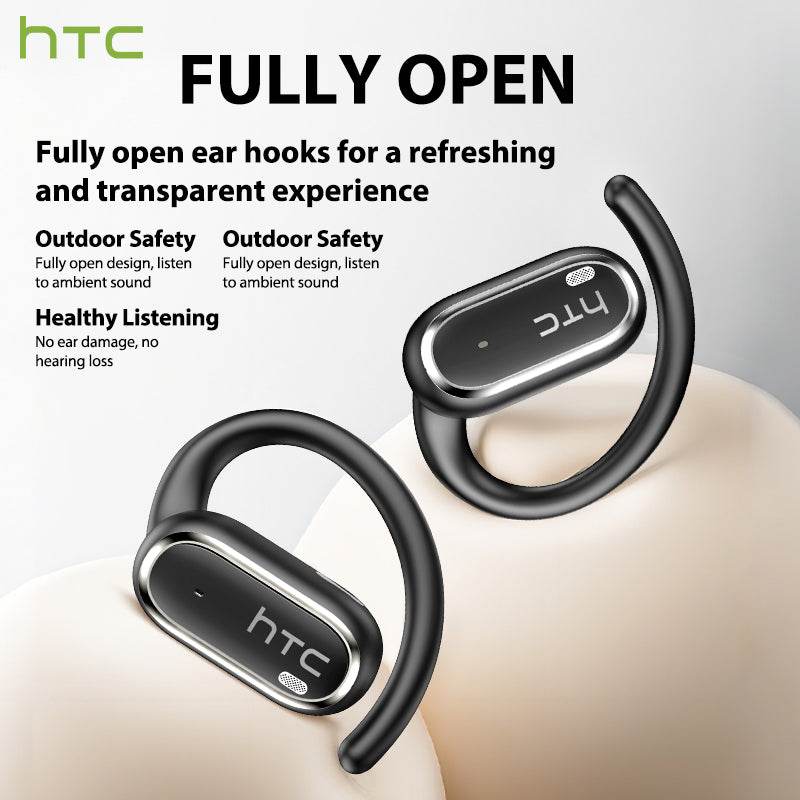 HTC NE03 Bluetooth 6.0 Earphones AI Headphoens Wireless Headphones with Mic Button Control Noise Reduction Earhooks Sports Waterproof Headset - HTCTOP