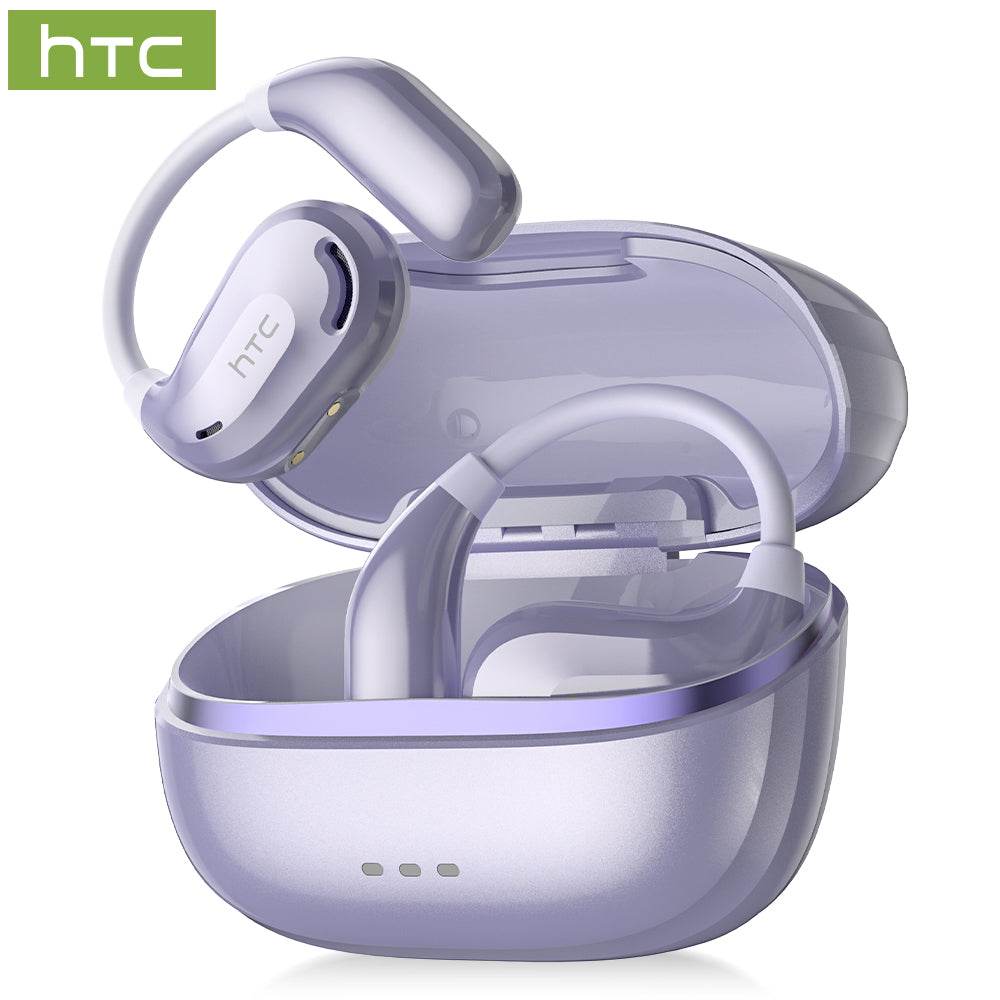 HTC NE18 AI Translator Earbuds Bluetooth V6.0 Earphones TWS Sports Wireless Headphones EarHook Lightweight Headsets Sleek Silver - HTCTOP
