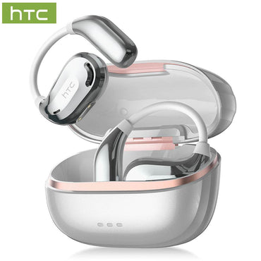 HTC NE18 AI Translator Earbuds Bluetooth V6.0 Earphones TWS Sports Wireless Headphones EarHook Lightweight Headsets Sleek Silver - HTCTOP
