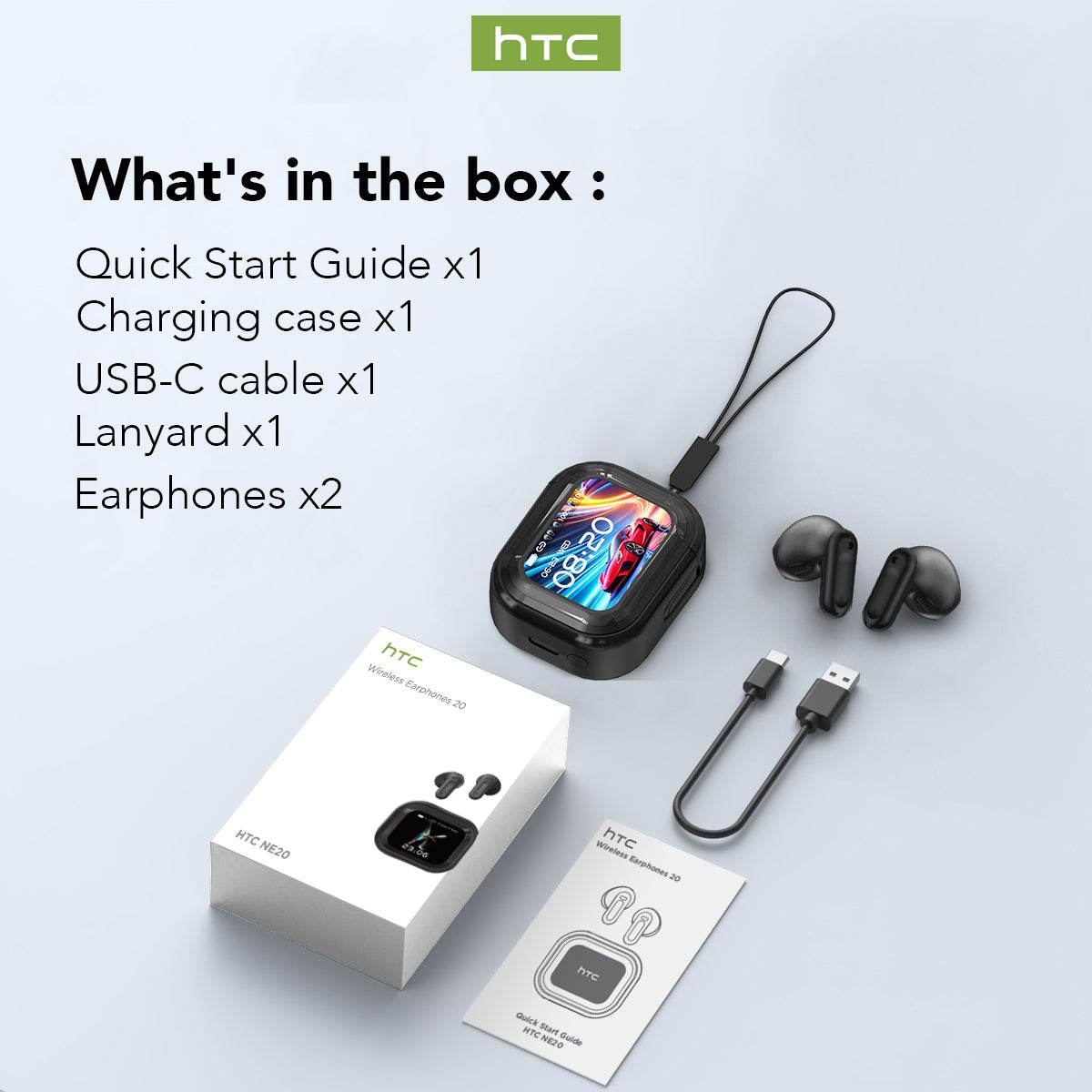 HTC NE20 Bluetooth 5.4 Earphones LED Display High Fidelity Waterproof Wireless Earphones | Suitable for Office, Sports, Study and Audio Calls | Built-in Microphone | Earphones - HTCTOP