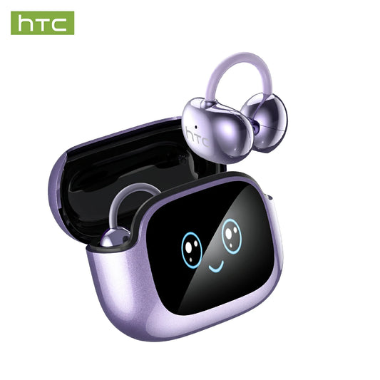 HTC NE32 Bluetooth V6.0 AI Earphones LCD Touch screen OWS Ear Clip Wireless headphones Translator Earbuds Noise Reduction call