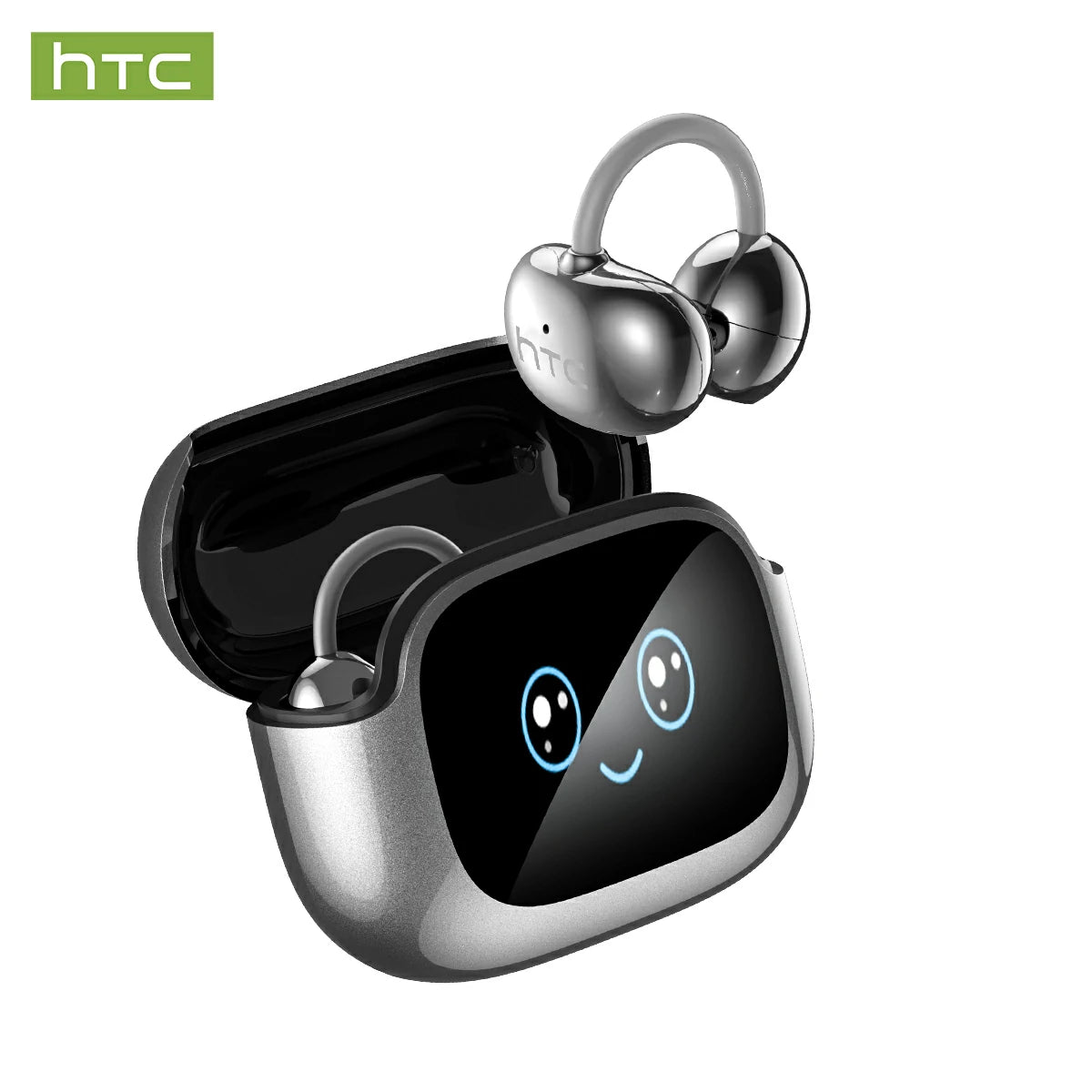 Auriculares HTC NE32 Bluetooth V6.0 AI con pantalla táctil LCD y clip para la oreja OWS Auriculares inalámbricos con traductor y reducción de ruido para llamadas