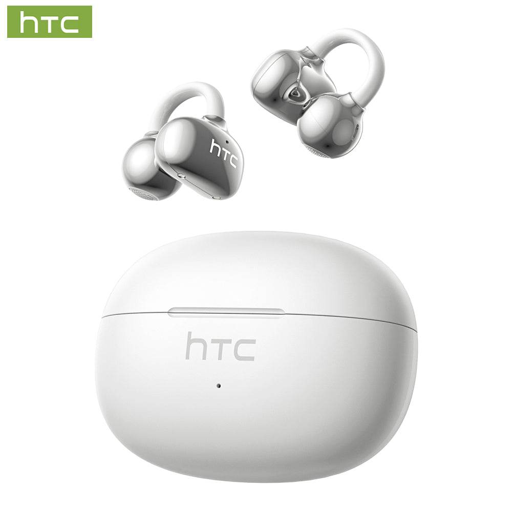 HTC NE55 OWS - Clip-on earphones, Bluetooth headset, IPX4 waterproof, equipped with charging box, built-in microphone. NC noise reduction, comfortable to wear, excellent sound quality, suitable for office, sports, study and voice calls. - HTCTOP